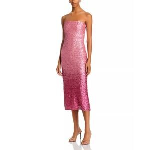 LoveShackFancy Women Sequin Stasia Strapless Cocktail Midi Bodycon Dress Size 0